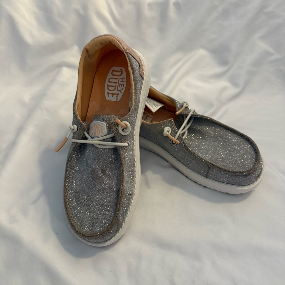 NWOT Hey Dude Wendy Metallic Sparkle Casual Moccasin Shoes
